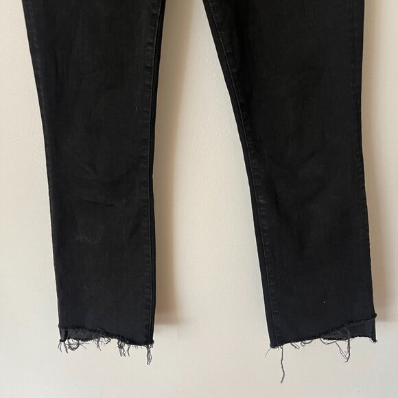 MOTHER The Insider Crop Step Fray Jeans Not Guilty Wash Black Women's Size 27 - Picture 2 of 12